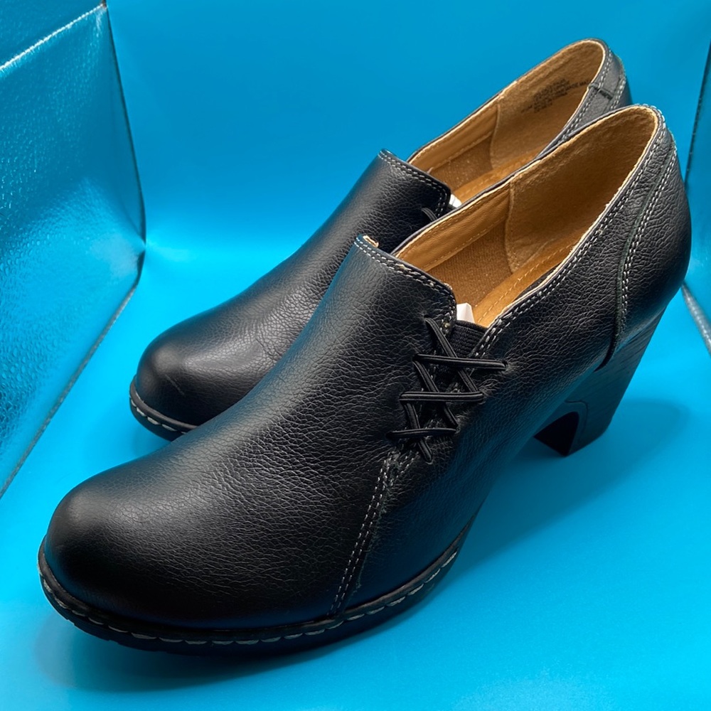 Women’s Euro By Sofft Tyla Black Leather Slip On Heels 9.5m Black, Immaculate